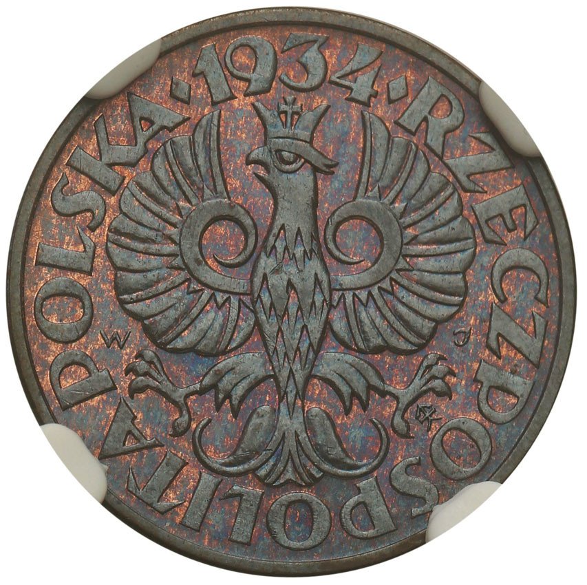 Polska II RP 2 Grosze 1934 NGC MS65 RB 2 MAX Archiwum Niemczyk Pl